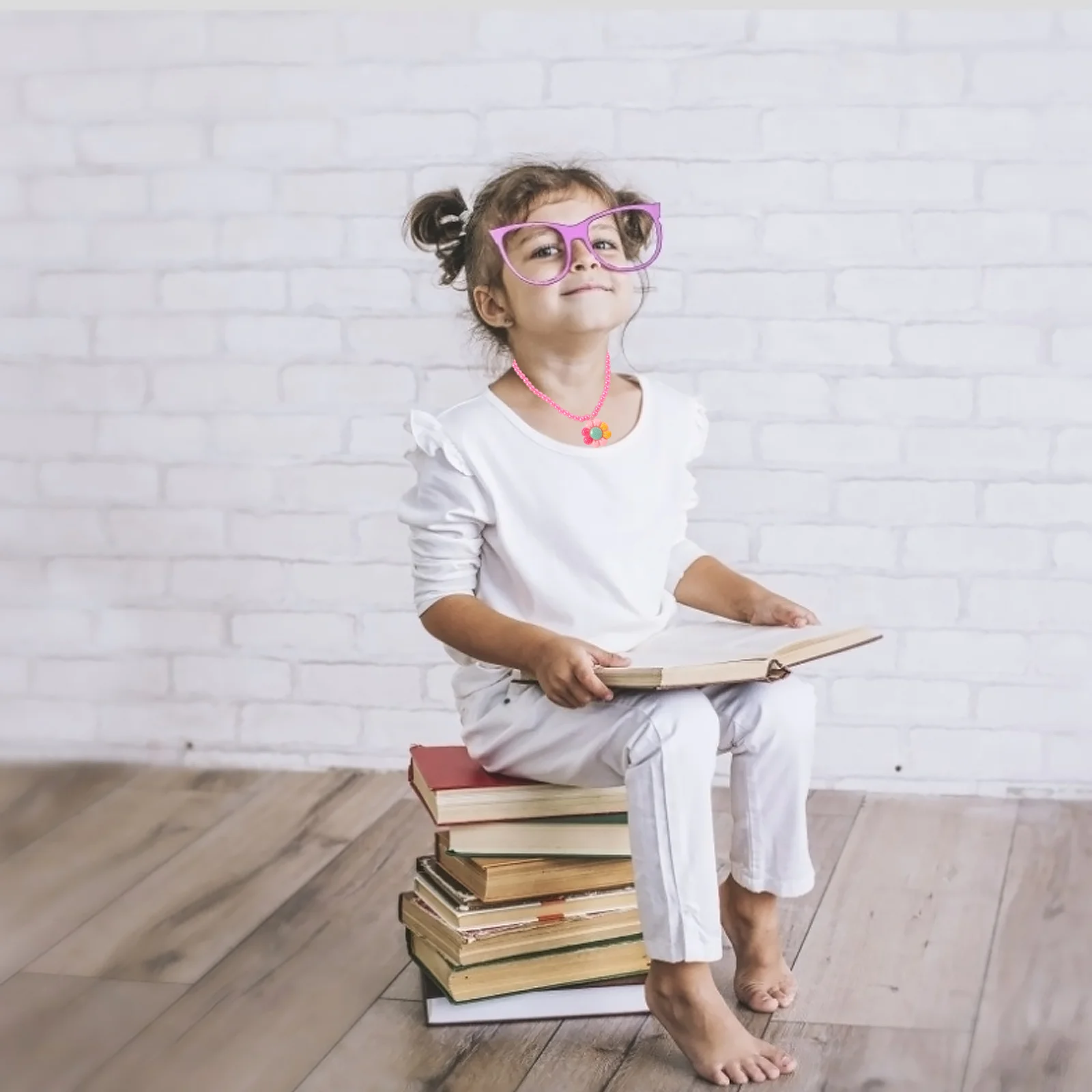 

2Sets Kids Jewelry Set Necklace Bracelet Cartoon Flower Design Birthday Party Play Dress Up Girl's Jewelry Set