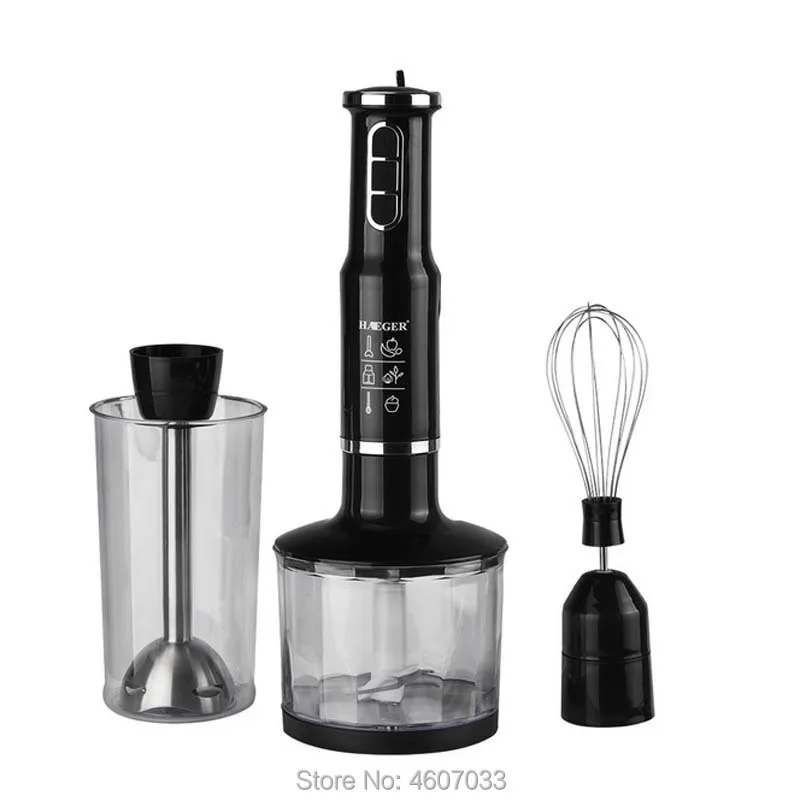 

High Power 750W Immersion Hand Stick Blender Mixer Includes Chopper and Smoothie Cup Stainless Steel Ice Blades