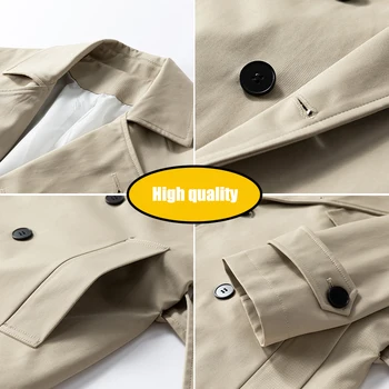 Men's Long Business Casual Trench Coat 6 Jackets Man Spring Men's coats Trench Coat Male Streetwear Windbreaker Trenchcoat Men Solid Business Casual Loose Long Overcoat 6