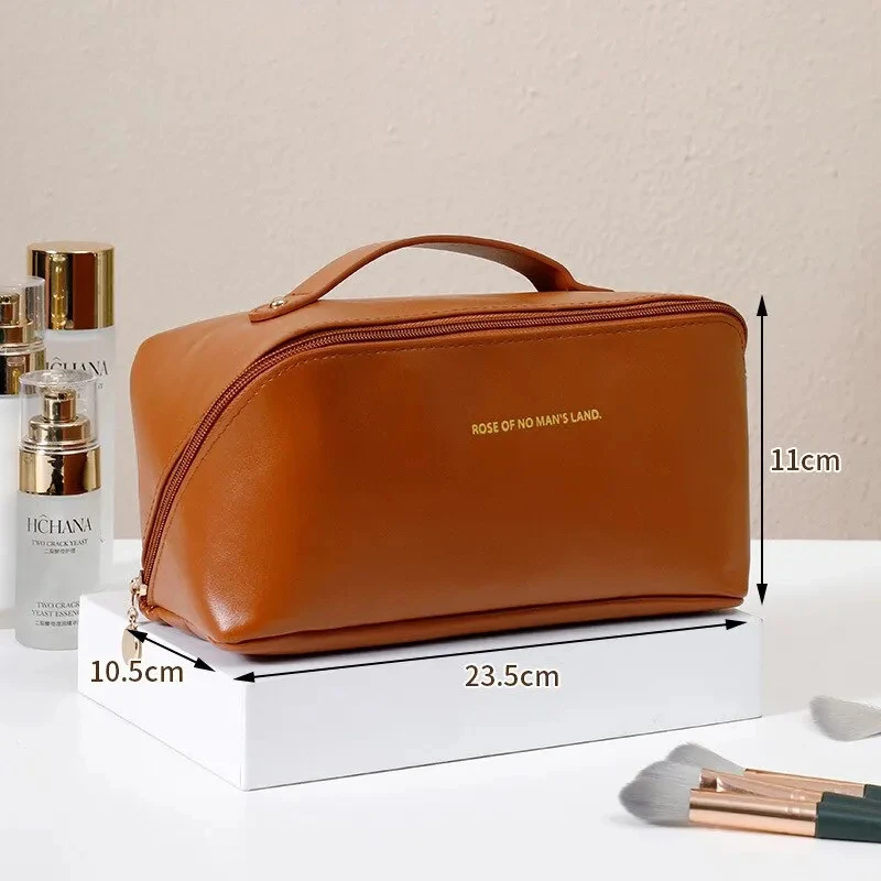 Large Capacity Travel Cosmetic Bag Portable Leather Cosmetic Bag Women Bathroom Wash Bag Multifunctional Toiletry Kit