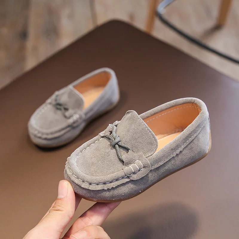 Children Shoes 2024 Spring Autumn Kids Slip-on Shoes Boys Loafers Soft PU Leather Toddler Casual Shoes Gray, Brown