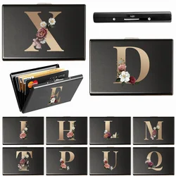 Card Holder Men RFID Blocking Metal Slim Wallet Money Bag Gold Letter Printing Anti-scan Credit Card Holder Thin ID Case Wallet