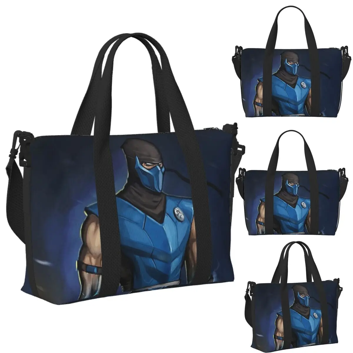 

Custom Mortal Kombat Sub-Zero Beach Travel Bag Large Capacity Tote Bags for Gym Yoga Women Shopping Duffle Shoulder Bag