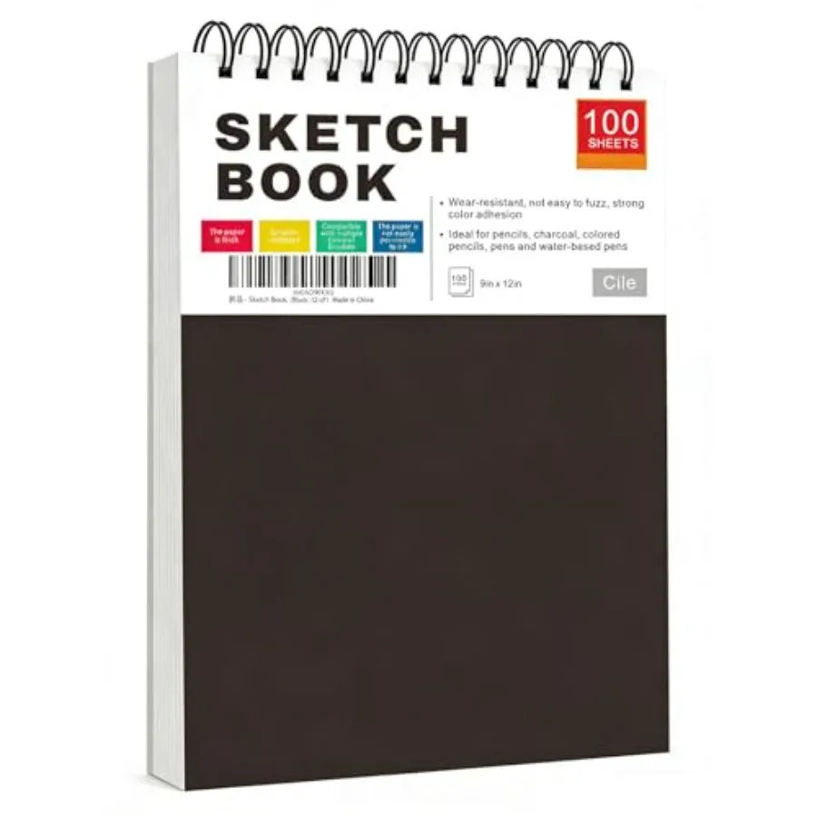 Mixed Media Sketchbook 12x9 Inch, 100 Sheets, 100gsm Acid-Free Paper, Perfect for Drawing and Sketching with Tracing and Pastel