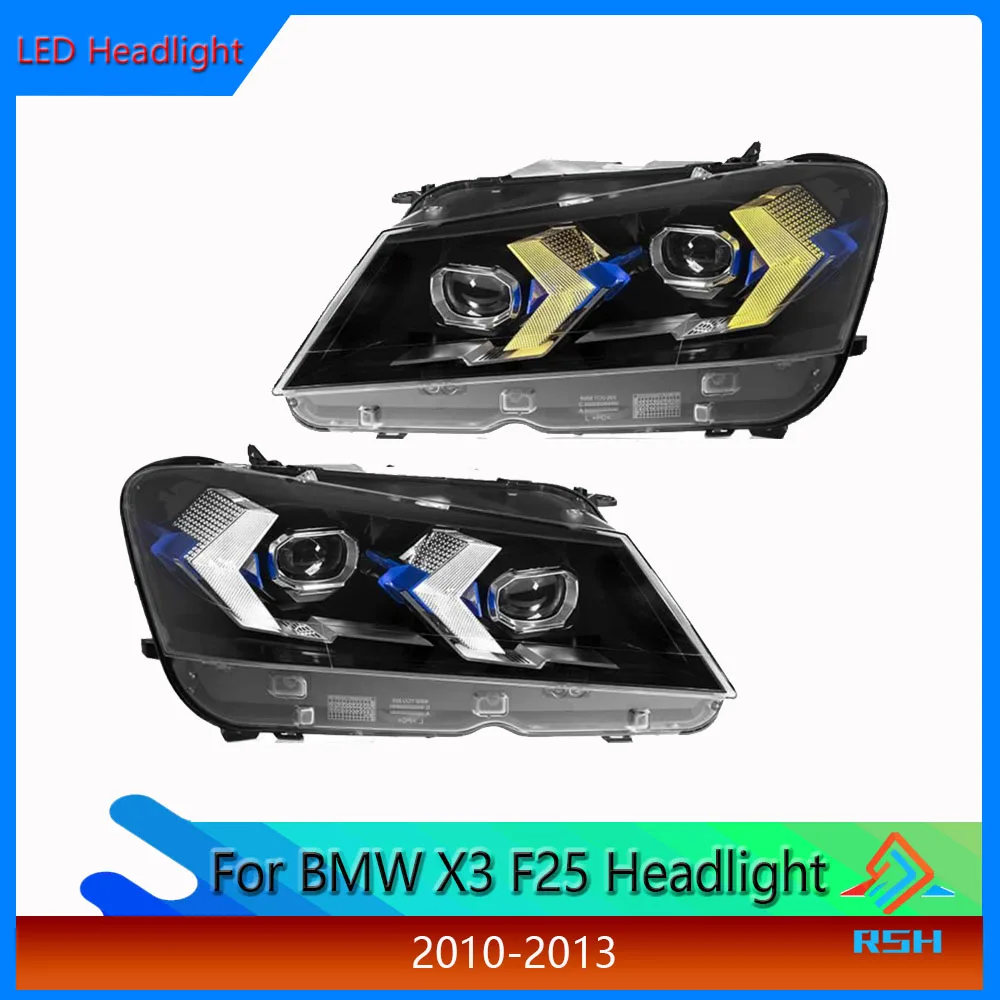 For BMW X3 F25 Headlight Assembly 2010-2013 Modified With Arrow-Shaped LED Daytime Running Lights And Laser Turn Signals Light