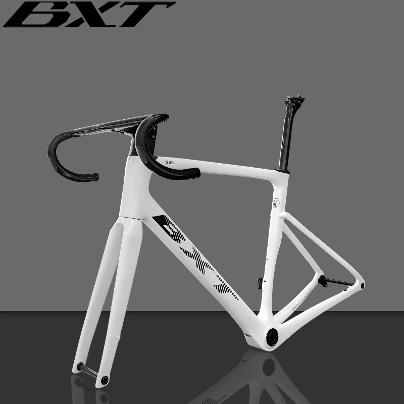 Ultralight Carbon Fiber Road Bike Frame, Frameset with Handlebars, Suitable for T47, T700 +, T800, 2024