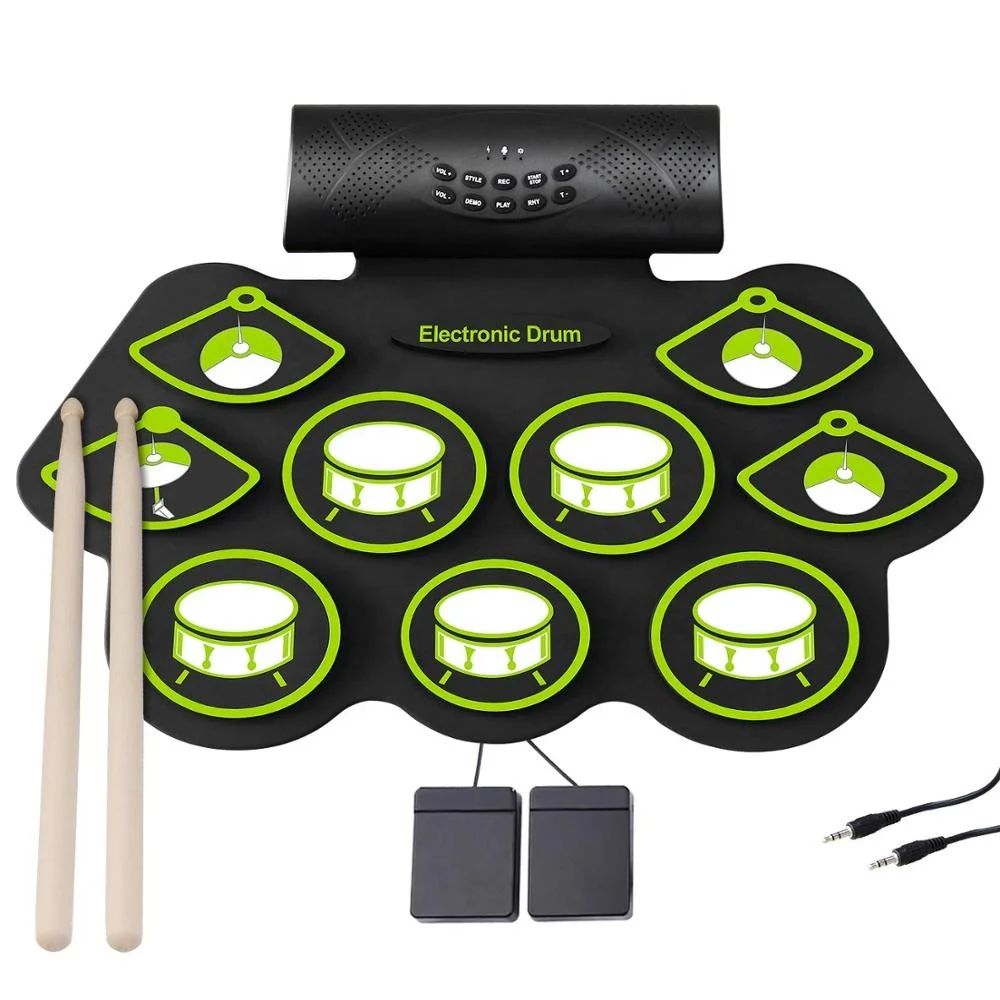 

Electronic Drum USB Roll Up Drum Set Music Instruments Green color OEM/ODM Silicone Drum Pad