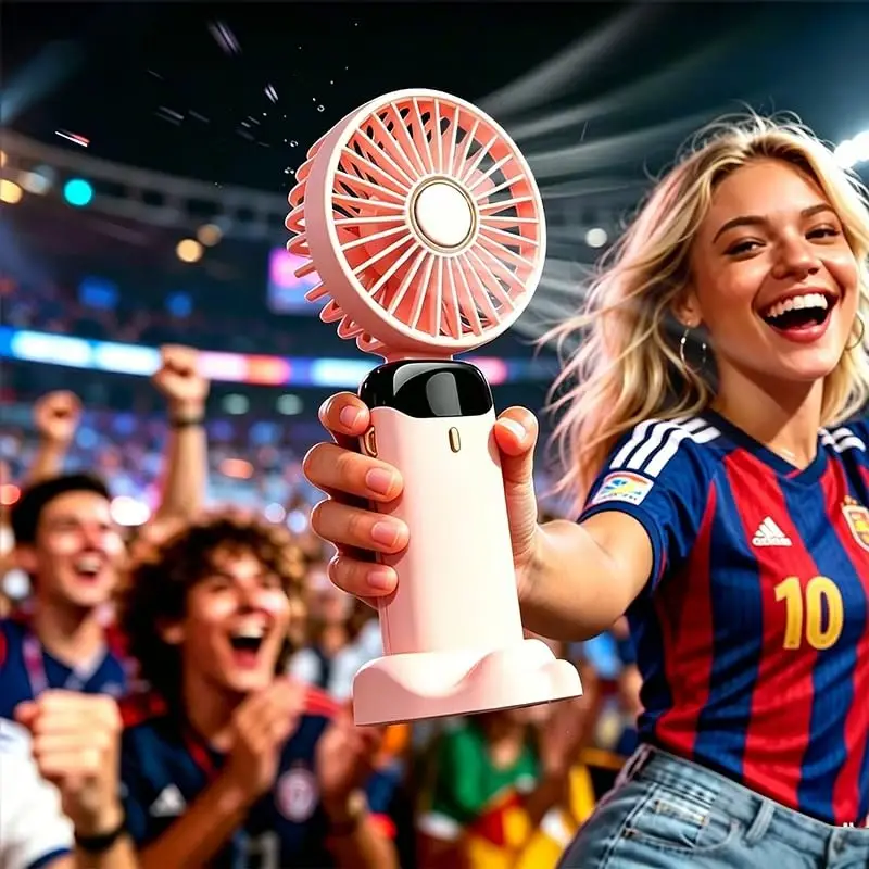 Handheld Fan with Digital Display - 5 Speed Foldable USB Desk Fan, 1200mAh (8Hrs on Low), 90° Adjustable, 200g Ultra Light, Portable Fan for Office Travel Camping Outdoor
