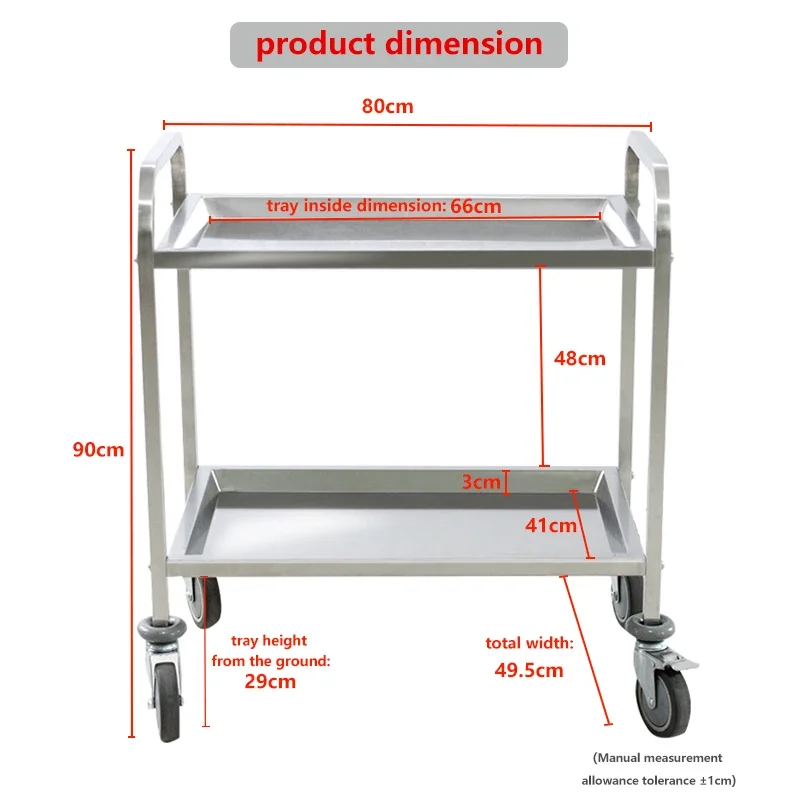 2 Layers Medical Hospital Surgical Instrument Treatment Trolley Steel Utility Cart