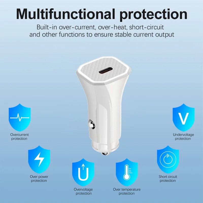 مربع تصميم 48 واط 1/2 ميناء شاحن سيارة فائق مع PD30W QC3.0 شحن سريع للغاية USB سيارة ولاعة السجائر محول للهواتف