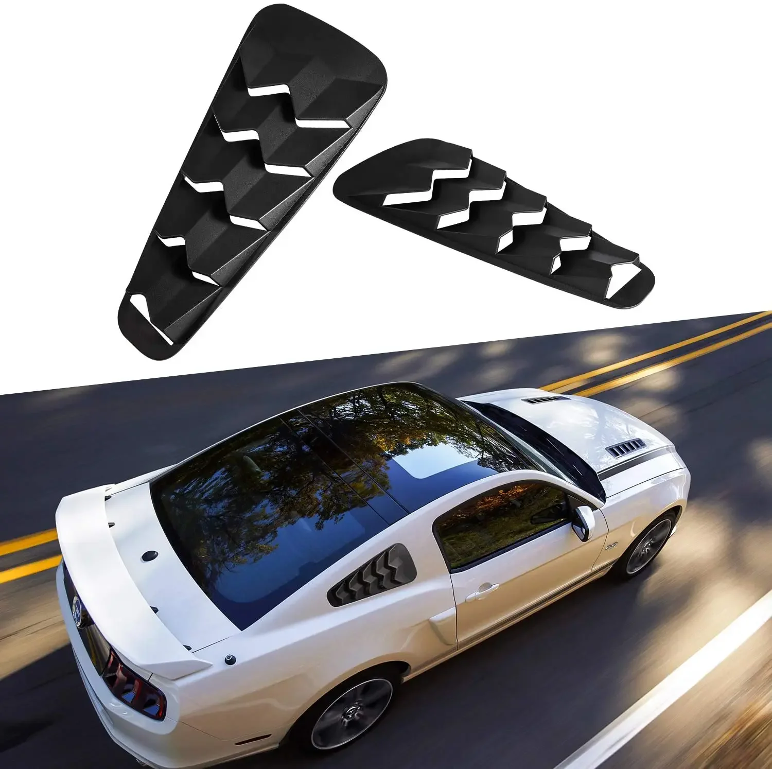 Chuang Qian Quarter Side Window Louvers for Ford Mustang 05-14 Matte Black ABS Window Visor Cover Sun Rain Shade Vent (2PCS)