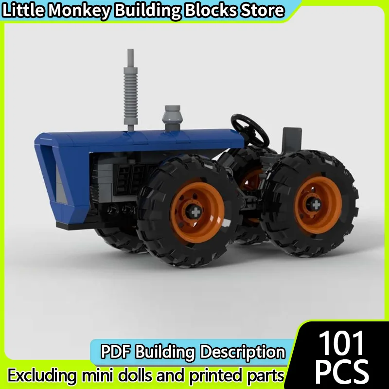 

City Car Model MOC Building Bricks Classic Retro Agriculture Tractor Modular Technology Children Holiday Gifts Assemble Toy Suit