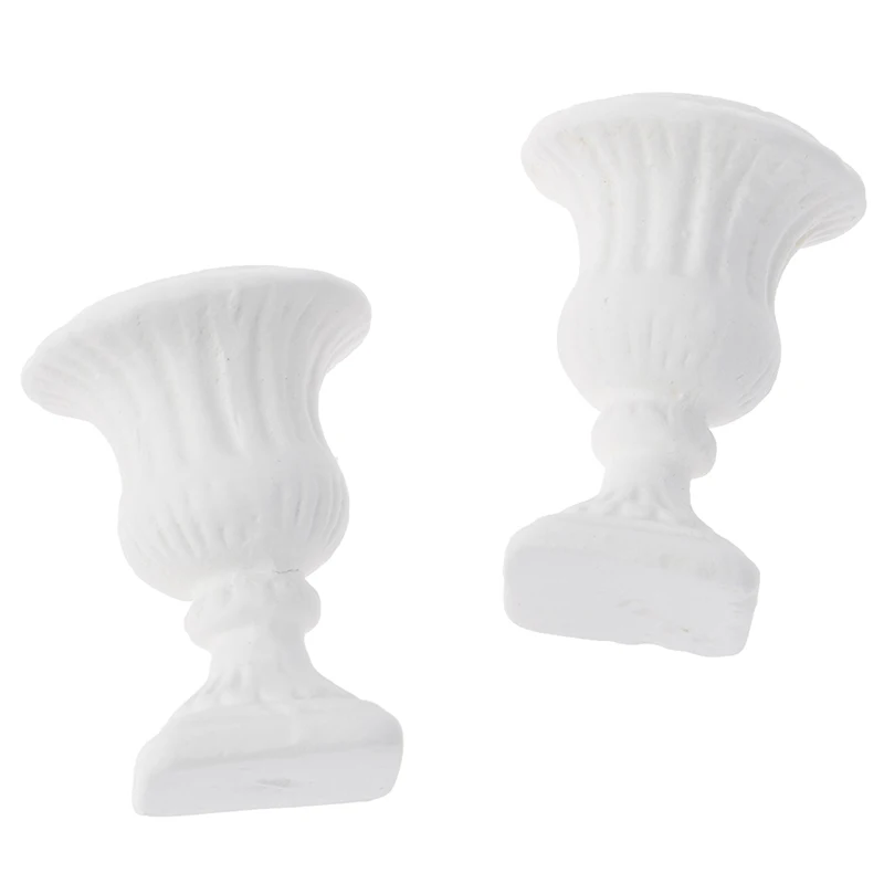 2Pc 1:12 Poppenhuis Miniatuur Witte Bloempot Model Meubeldecoratie Accessoires