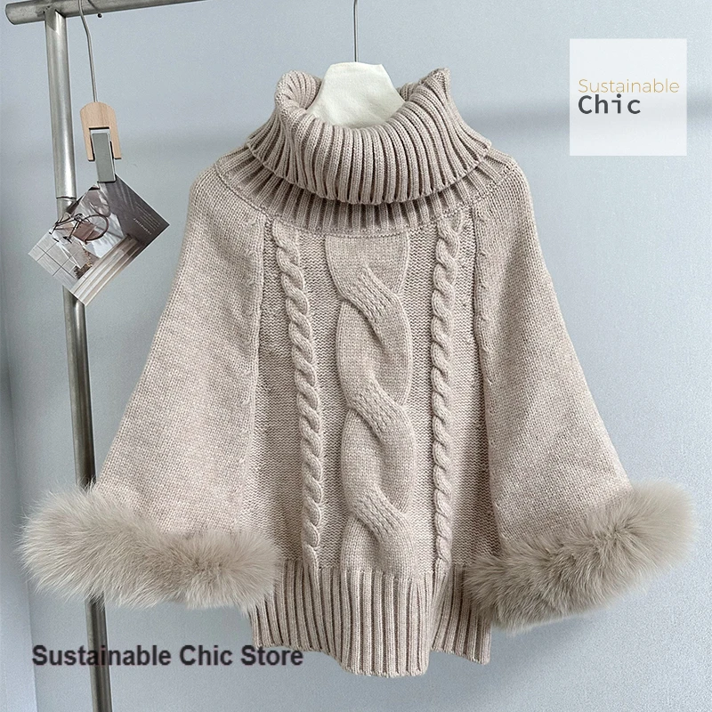 النمط الفرنسي كسول الرياح تويست محبوك عباءة سترة المرأة فضفاضة عالية الرقبة قاع قميص الكفة رقيق الخفافيش سترة في الشتاء #3