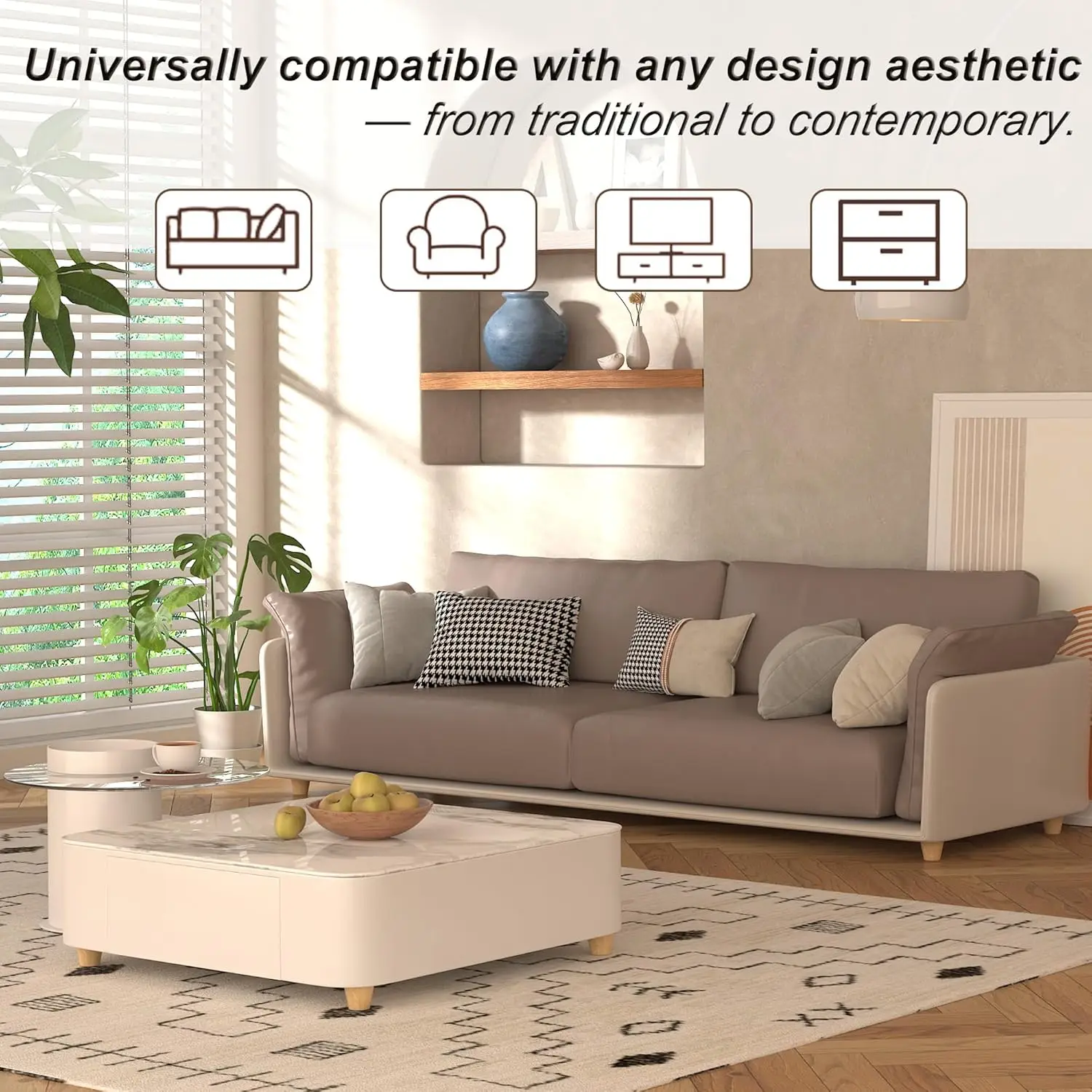 Kaki Meja Kayu Generik 2 Inci, Kaki Sofa, Paket 4 Kaki Bulat, Pengganti Kaki untuk Meja Kopi, Lemari, Sofa