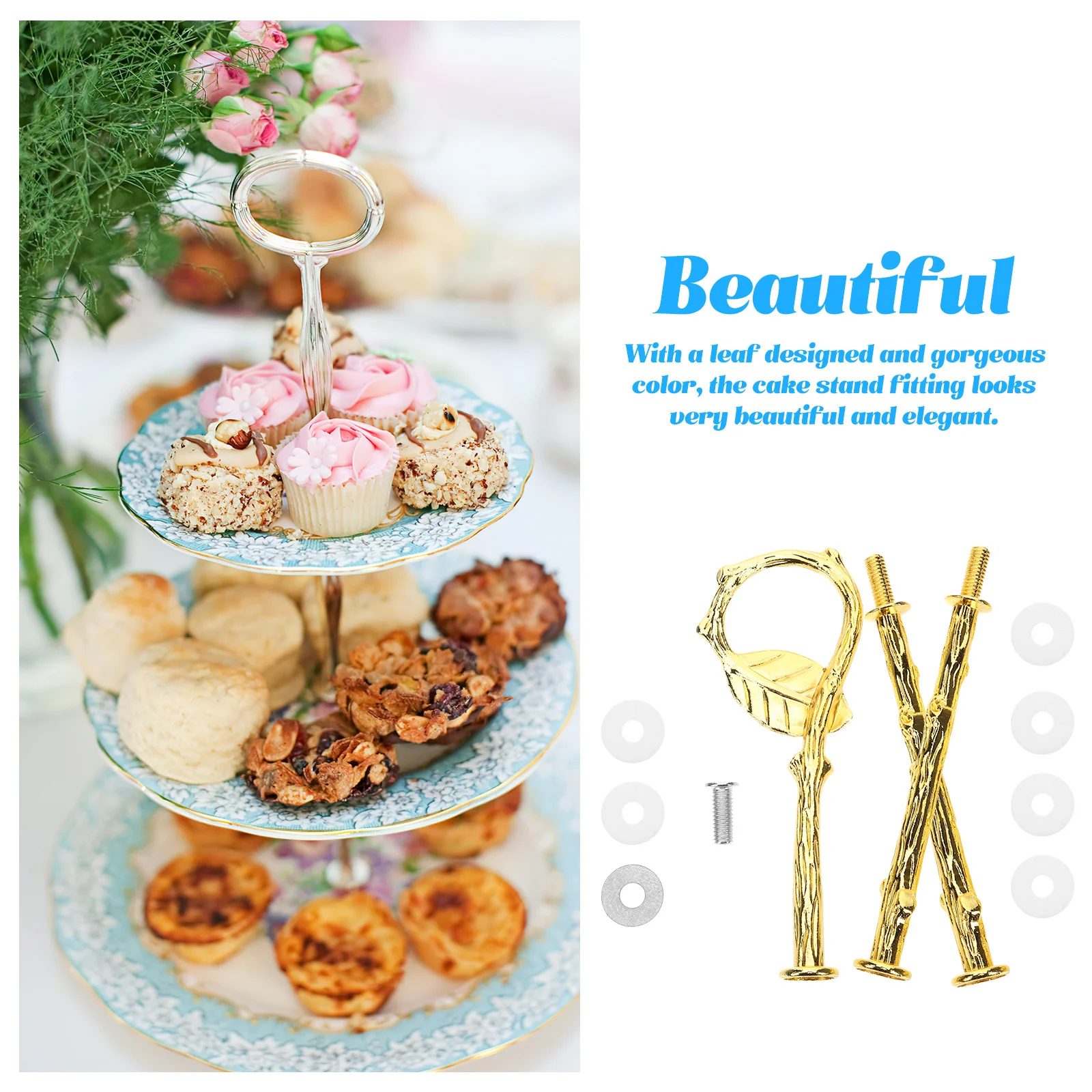 

1 Set Heavy Duty 3 Tier Cake Stand Hardware Kit Zinc Alloy Leaf Design Tiered Tray Fittings For Party Decorations Cake Stand