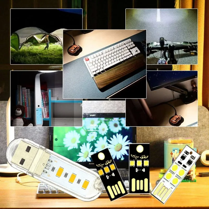 12pcs 4 Kinds USB Light，Plug in Small LED Light Super Bright LED Mini USB Port Portable Night for Laptop Keyboard Light