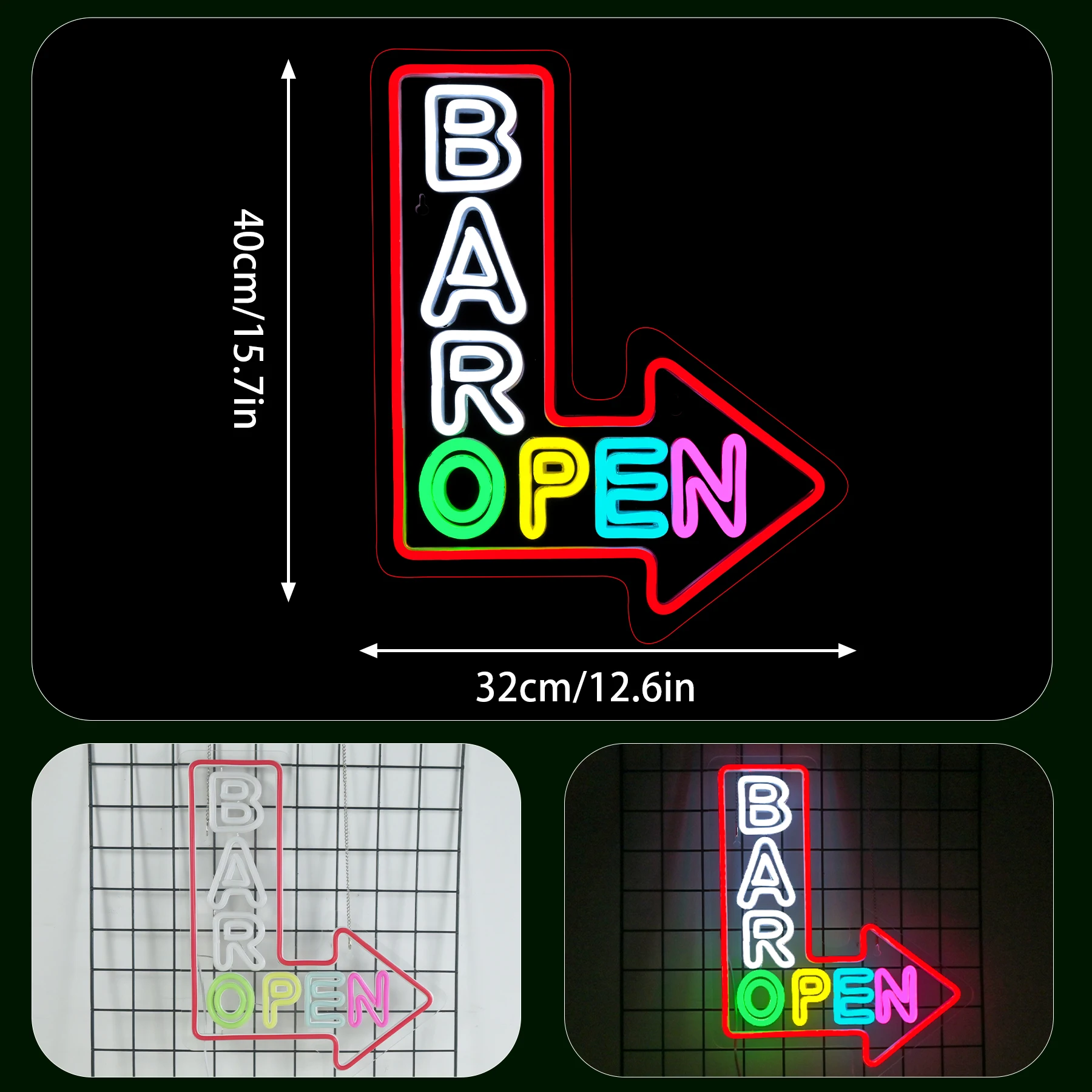 Bar Open Arrow Neon Sign Mix Color Led Neon Light Wall Hanging Decor for Shop Bar Cafe Party Bookstore Supermarket GYM view 2