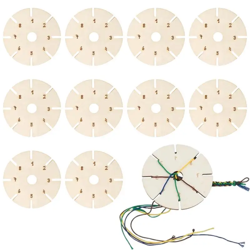 

Bracelet Braiding Board Cotton Cords Plaited Disc Round 10 Pieces Wooden Craft Tool For Handicraft Necklaces Projects Men
