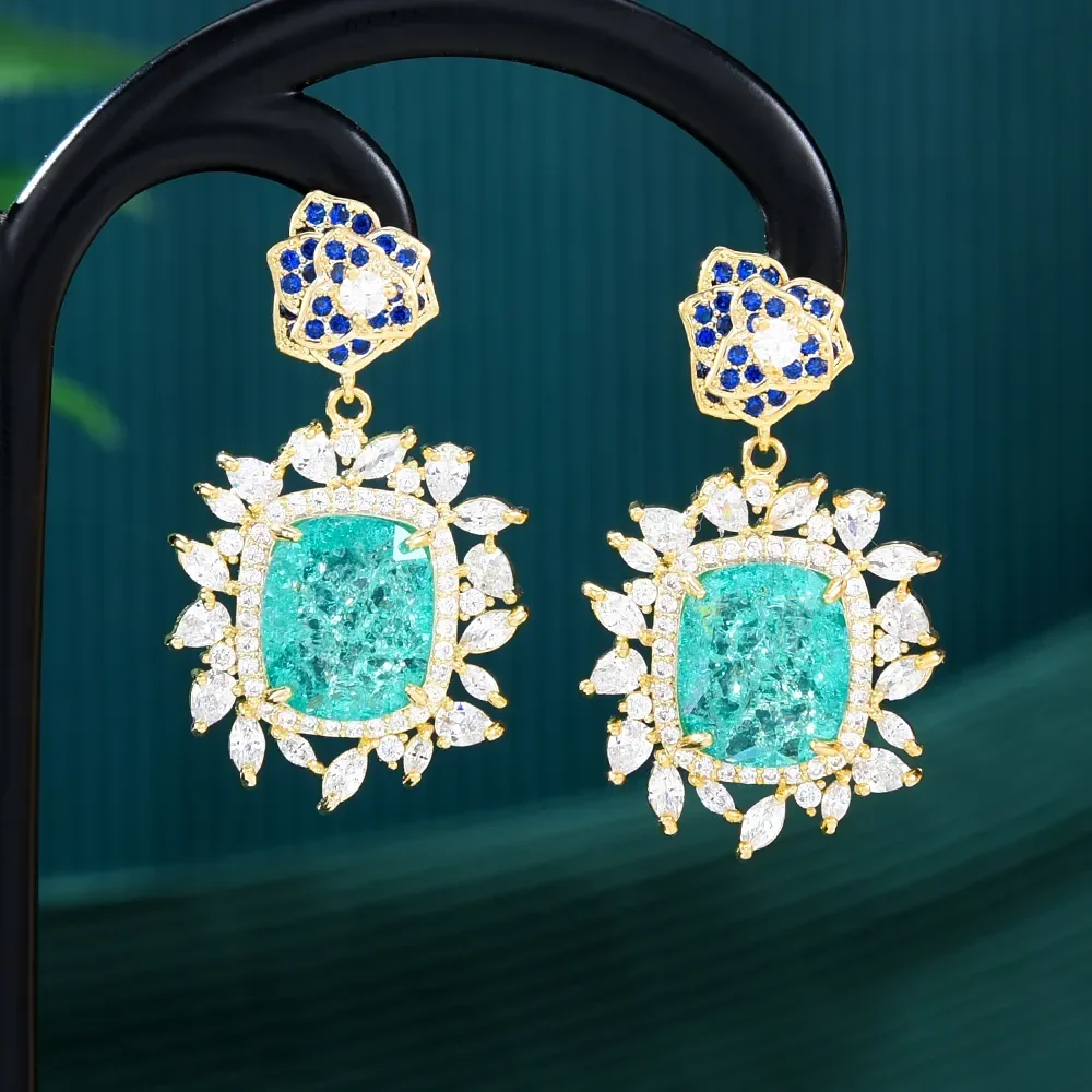 

Kellybola Luxury Shiny Square Drop Earrings for Women Bridal Fashion Full Cubic Zirconia Pave Super Bridal Jewelry Gift