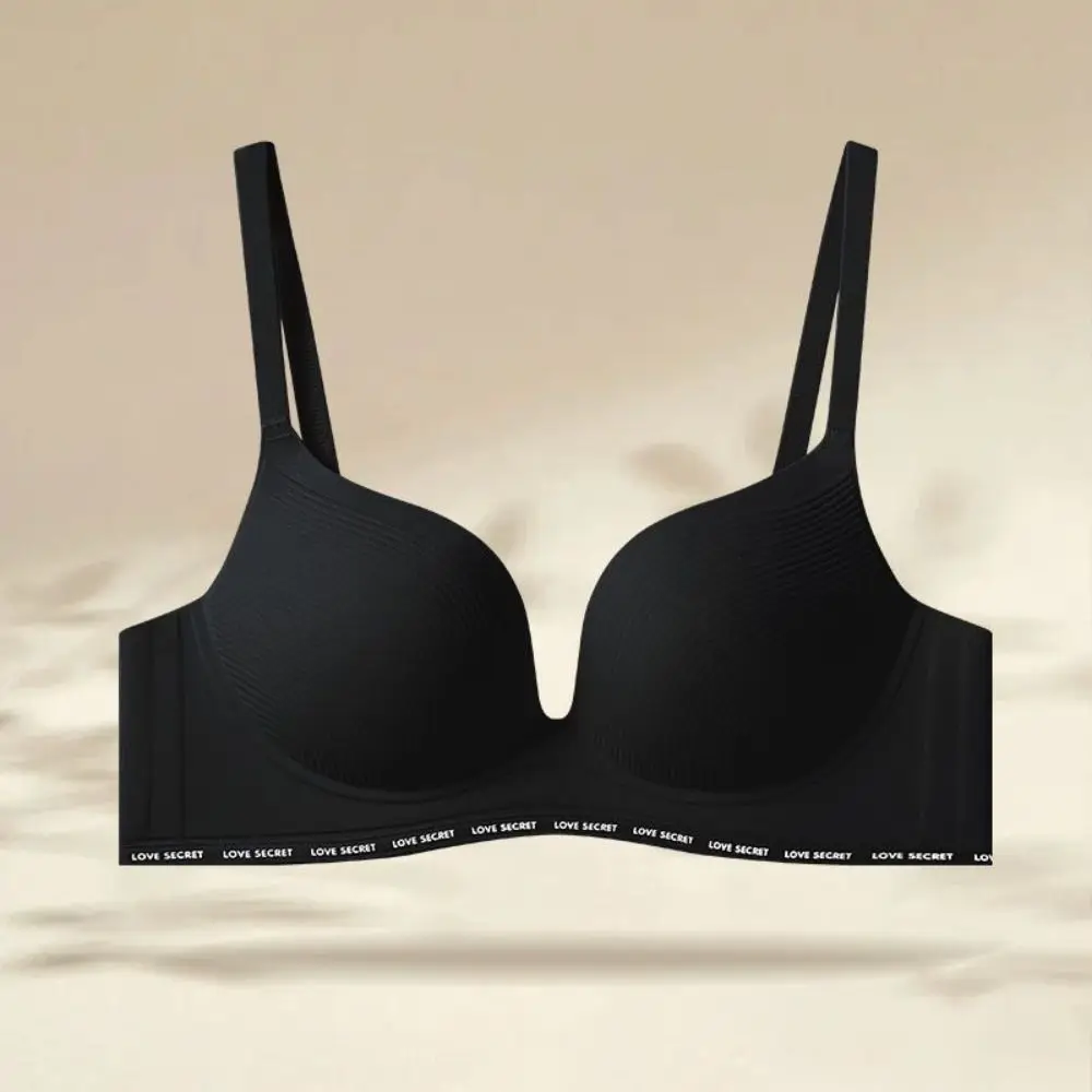 Модный беспроводной бюстгальтер с английской буквой и глубоким V-образным вырезом, противоударный, противопровисающий, нижнее белье с эффектом пуш-ап, облегающие бесшовные бюстгальтеры, спортивные