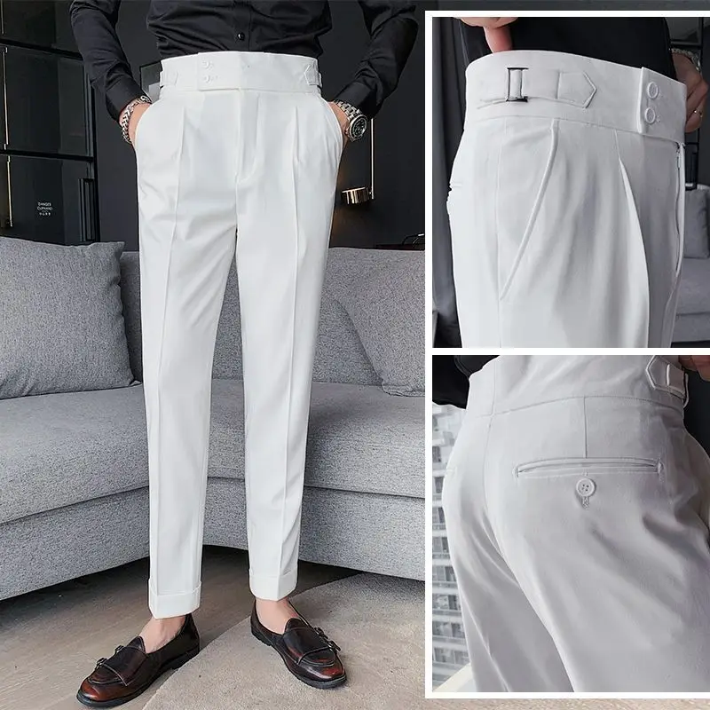Naples Men's High-waisted Trousers 2025 New High-end Casual Trousers Korean Trendy Work Straight-leg Business Suit Pants view 2