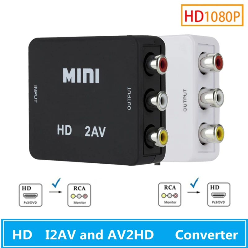 Kompatybilny z HDMI Full HD 1080P na RCA AV Adapter kompozytowy Konwerter HDMI2AV/AV2HDMI Kabel audio-wideo Adapter CVBS AV z kablem