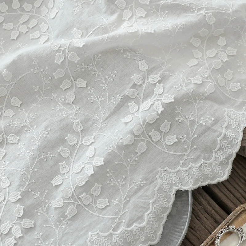 Three-dimensional Lily of the Valley Wind chimes cotton embroidered Lace fabric tablecloth dress shirt Lace accessories