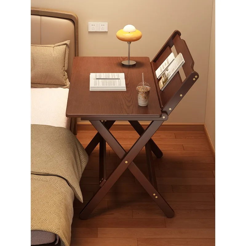 Foldable Bamboo Table Bedside Portable Laptop Study Table Compact Writing Desk No-Assembly Student Workstation Mobile Office