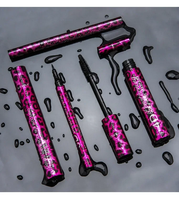 Ensemble Mascara et Eyeliner YANQINA, Mascara Waterproof Allongeant et Volumisant, Tenue 36 Heures Sans Décoloration, Maquillage Yeux 4D
