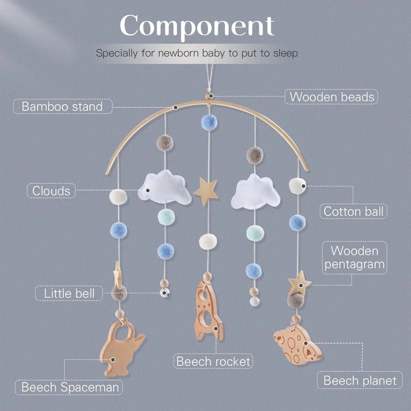 Grzechotka dla dzieci zabawka 0-12 miesięcy drewniany telefon na łóżku łóżko dla noworodka wiszący dzwonek zabawki uchwyt uchwyt łóżeczko dziecięce zabawki chłopięce