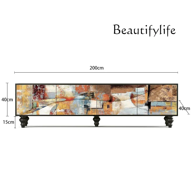 

Modern medieval TV cabinet Solid wood entry living room storage cabinet