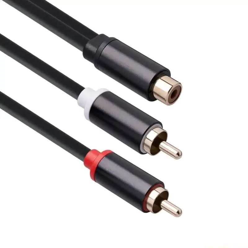 F62C RCA Y Adapter 1 RCA Female to 2 RCA Male Y Splitter Digital Stereo Cable for Subwoofer Home Theater Gold Plated