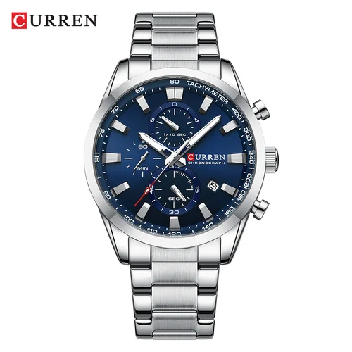 CURREN 8445 Reloj de pulsera impermeable multifuncional para hombre Calendario Reloj de negocios para hombre con seis manecillas