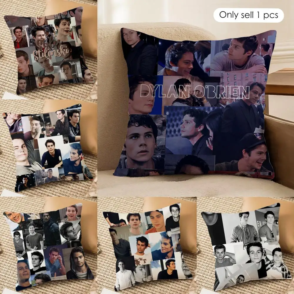 D-Dylan O Brien Cushion Cover Silky Short Plush Invisible Zipper Dustproof Sofa Pillow Case For Home Decor