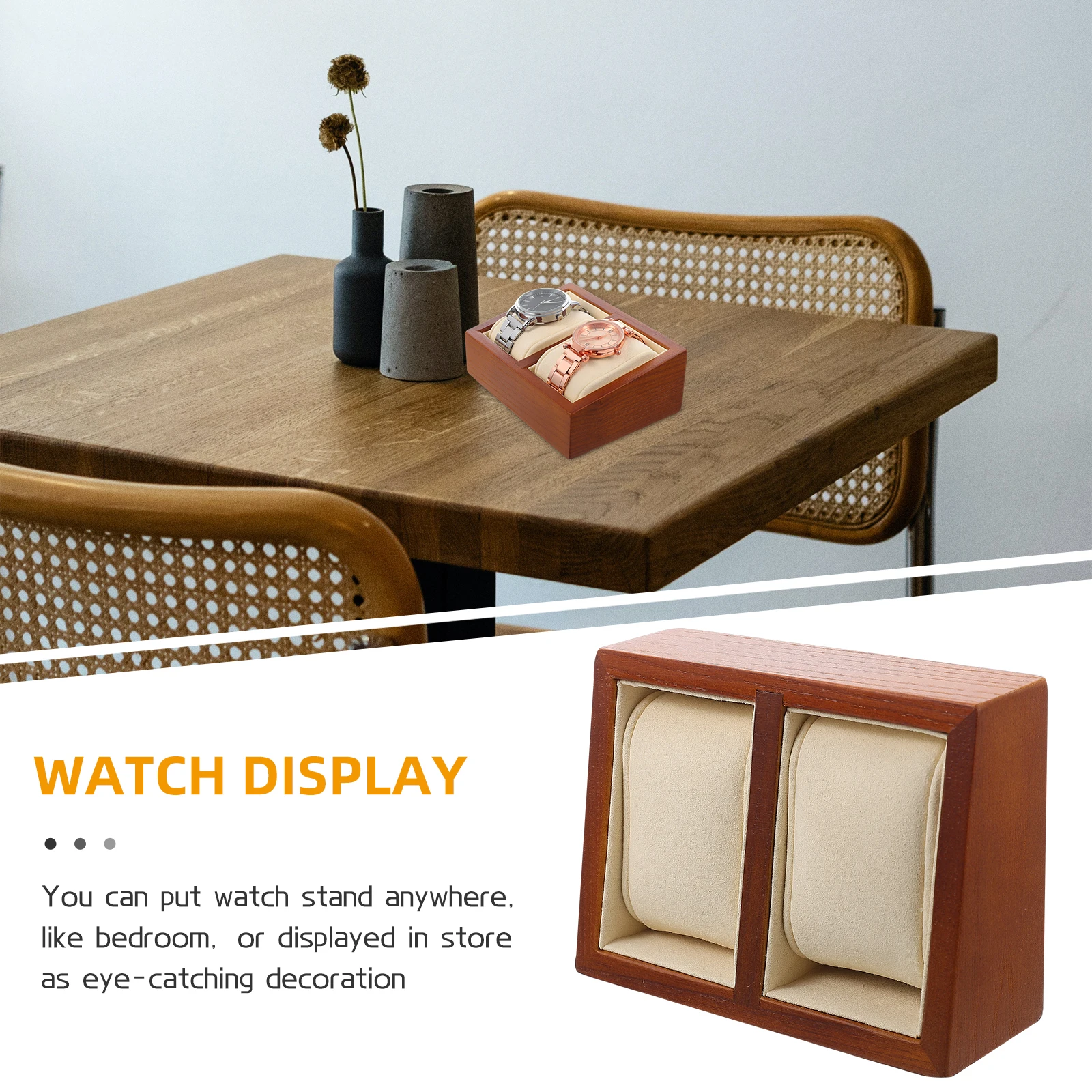 

Wooden Display Holder Durable Container Scratch-Resistant Wrist Stand For Home Store Simple Style Wood Watch Rack Multi-Use