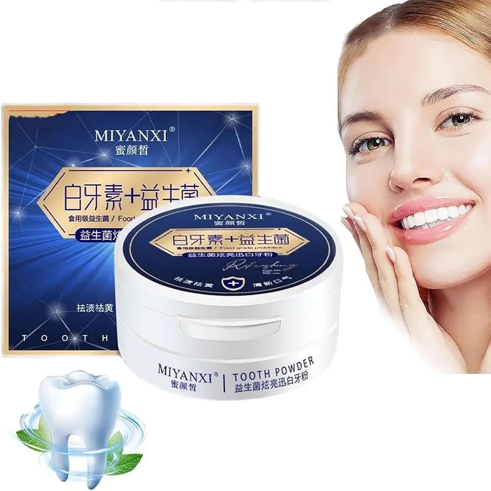 New Instant Teeth Whitening Powder Long-lasting Effect Removing Stains Brightening Refreshing Breath Probiotic Tooth Cleanser