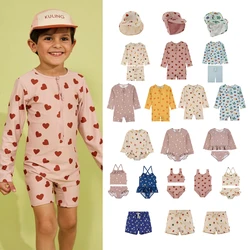 Maillot de bain une pièce pour enfants, 24 KU, style INS, fendu, plage, chapeau de soleil pour enfants, été, nouveau, garçon, fille, en stock