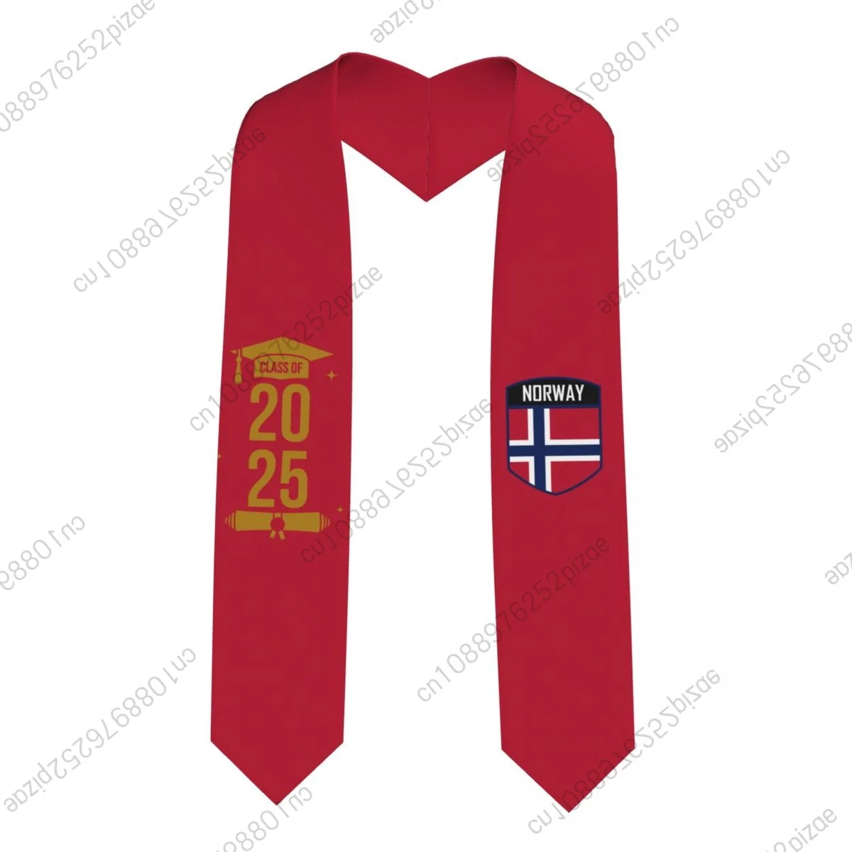 

New Norway Flag Class Of 2025 183*13CM Graduation Stole Sash Scarf For International Students Proud