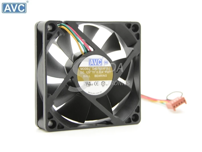 Wholesale For AVC DA07520B12U 7520 12V 0.52A 4Wire tempreture PWM Speed control computer cpu cooling fan