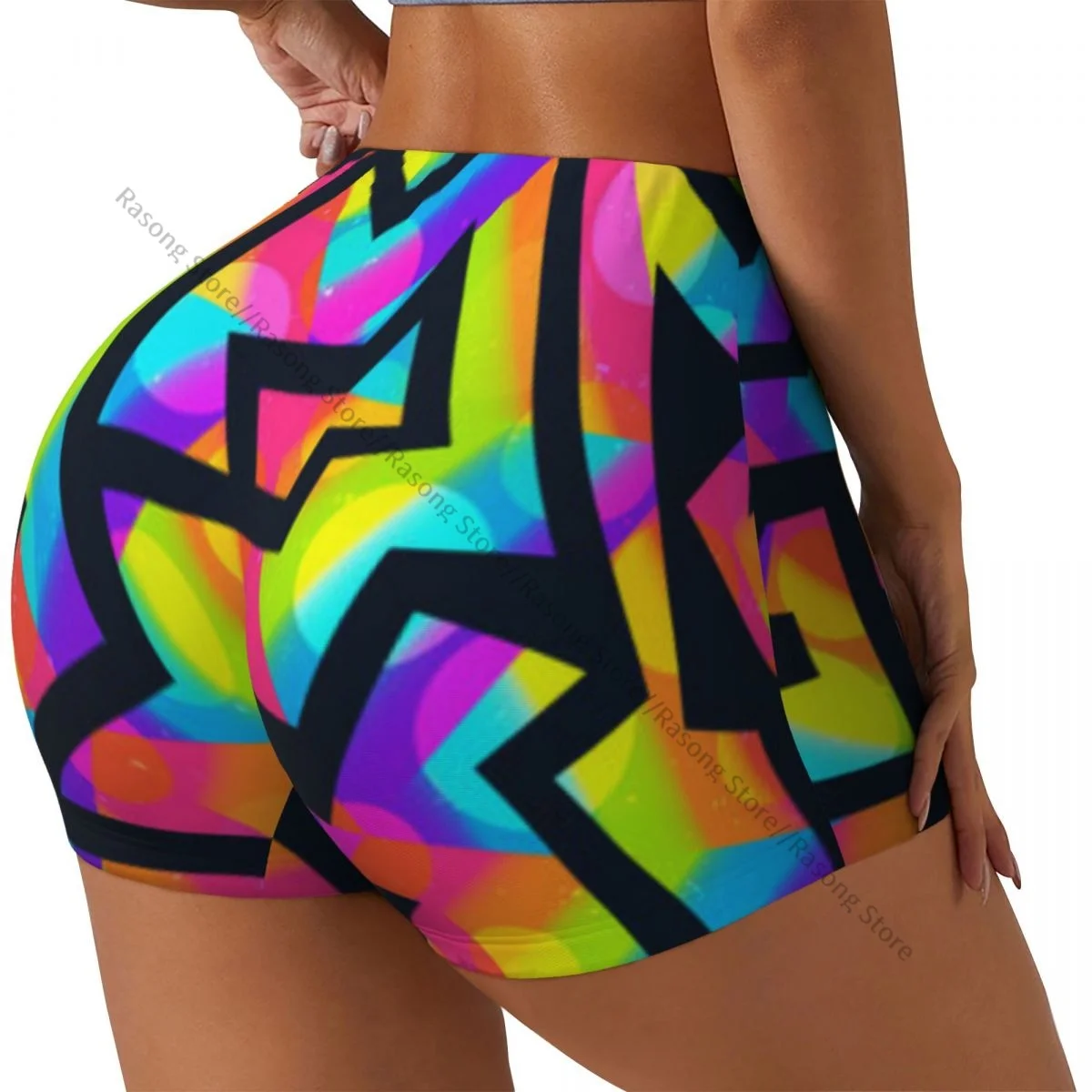 

Yoga Shorts Retro Texture Women Biker Tight Elastic Workout Sports Leggings Sportswear