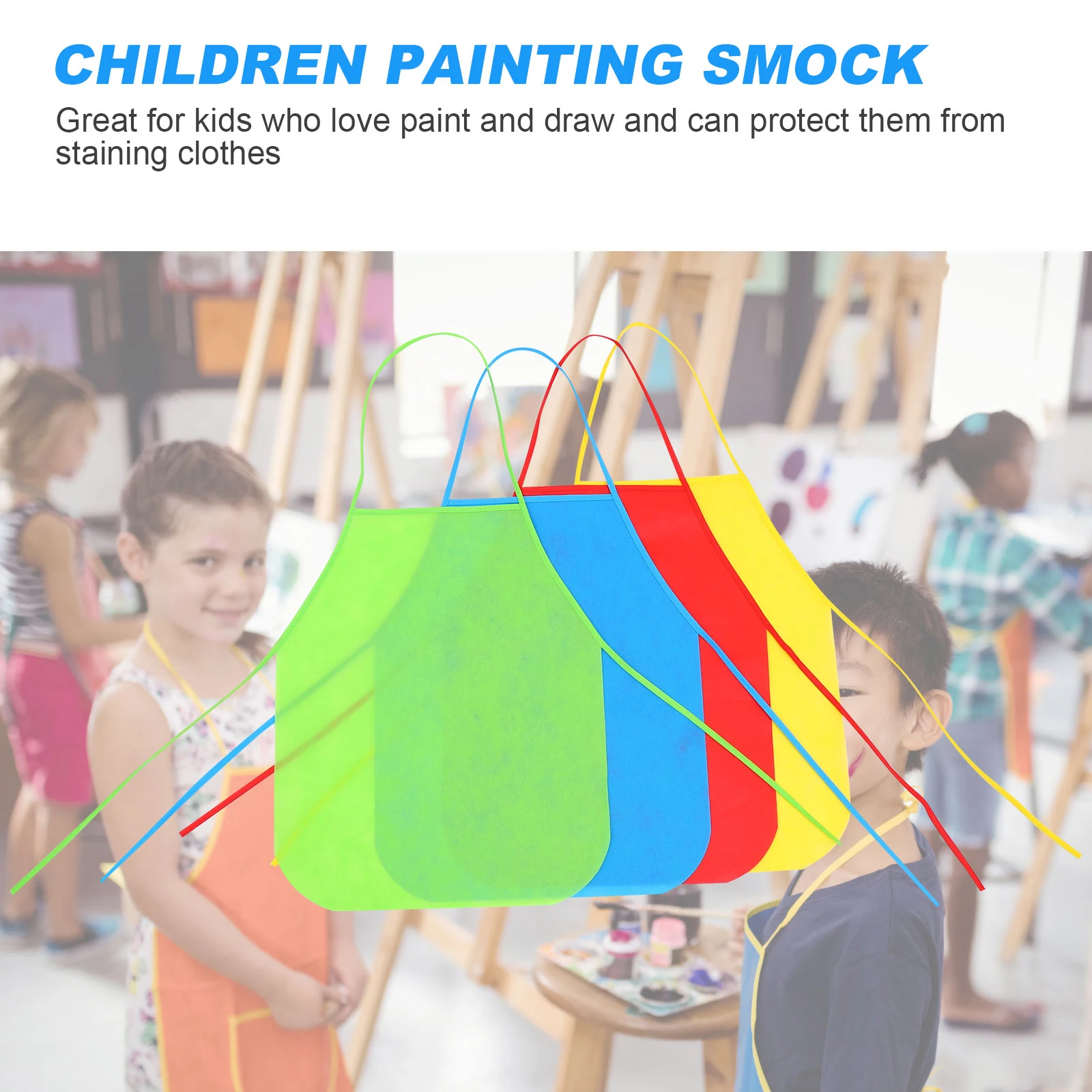 

8pcs Kids Art Aprons Painting Smock Craft Waterproof Non-woven Fabric Children Drawing Anti-stain Protect Clothes