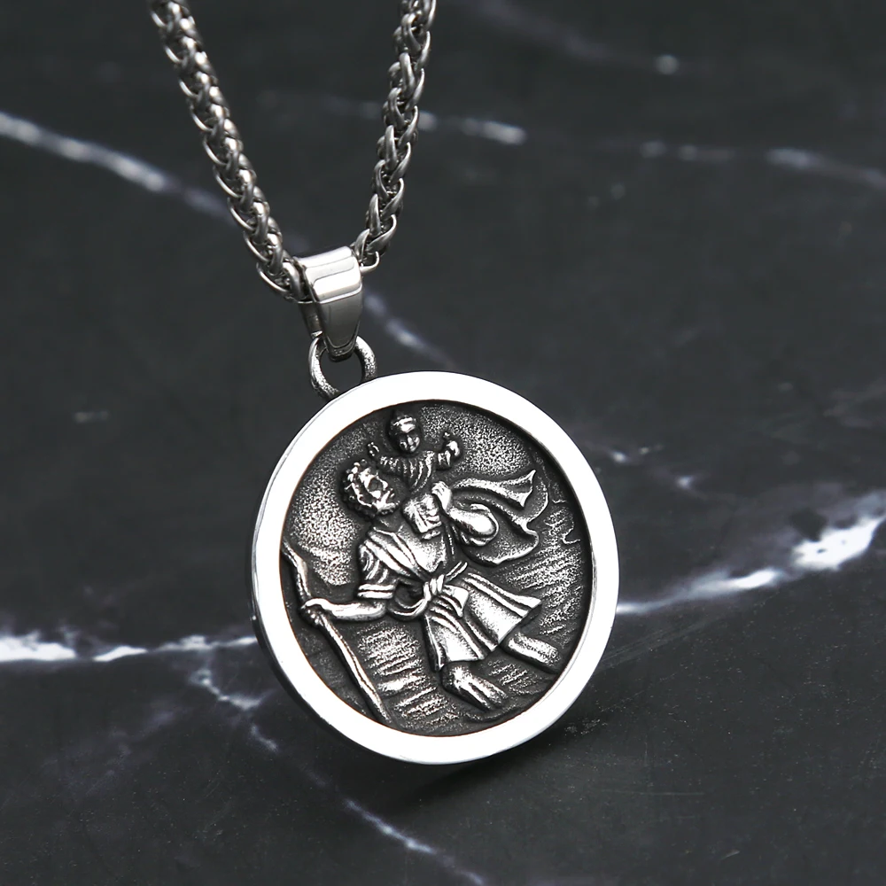 Men Stainless Steel Catholic Patron Saint Pendant Michael St. Michael The Archangel Pendant Necklace Jewelry Gifts Dropshipping