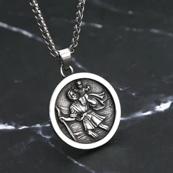 Men Stainless Steel Catholic Patron Saint Pendant Michael St. Michael The Archangel Pendant Necklace Jewelry Gifts Dropshipping