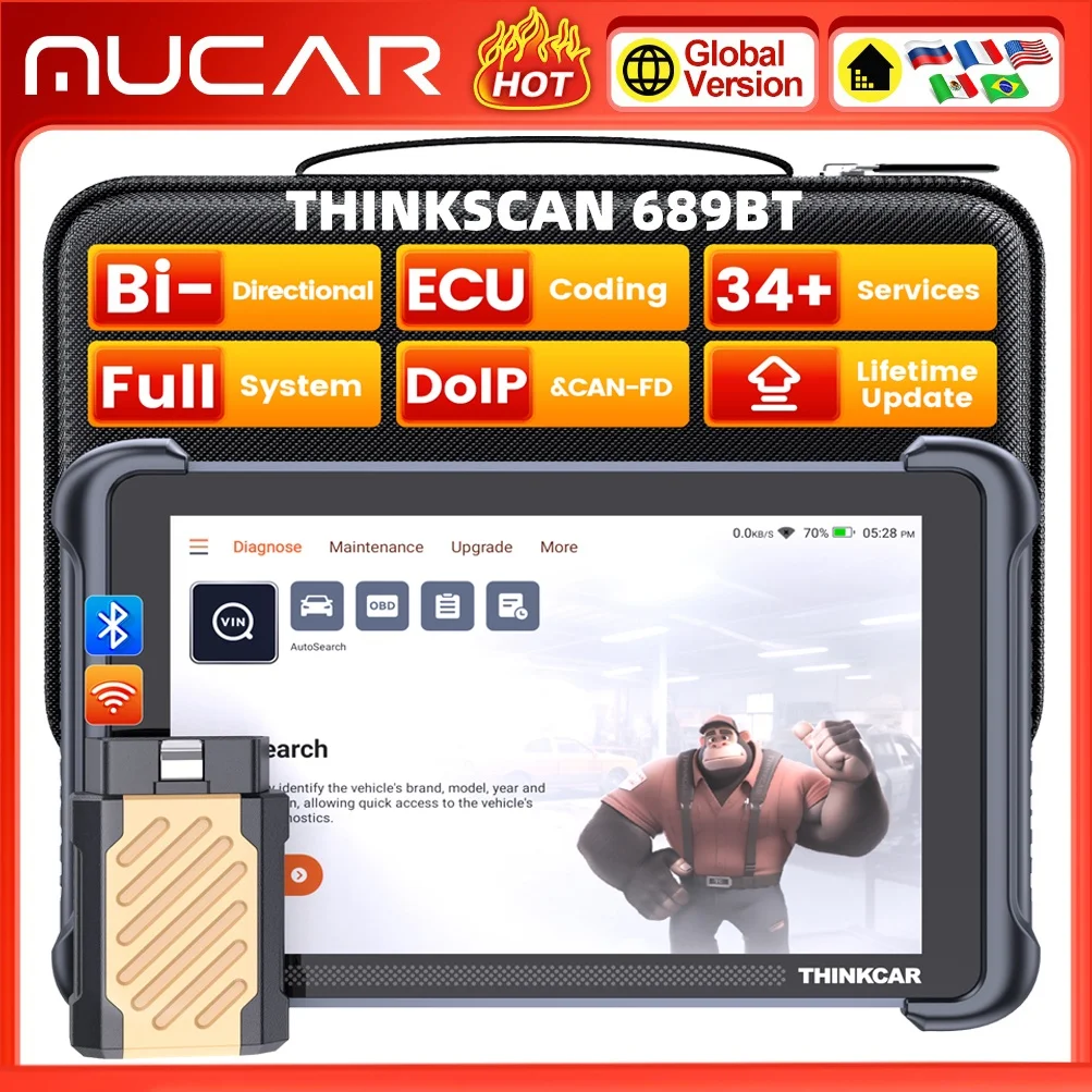 Thinkscan 689BT Thinkcar Diagnostic Tools CANFD DOIP OBD2 Scanner All System Car Diagnostic Scanner Lifetime Free Update 