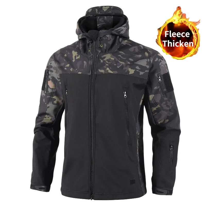 

Мужские уличные водонепроницаемые мягкие куртки с капюшоном в стиле милитари, тактические куртки для походов, кемпинга, охоты, флисовые зимне-осенние пальто