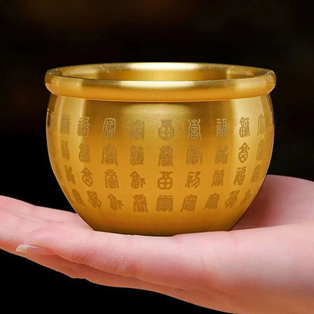 1Pcs Wealth Attracting Pure Brass Cornucopia Small Mini Auspicious Baifu Rice Cylinder 4.5-7cm Surface Polished Baifu Jar Cup