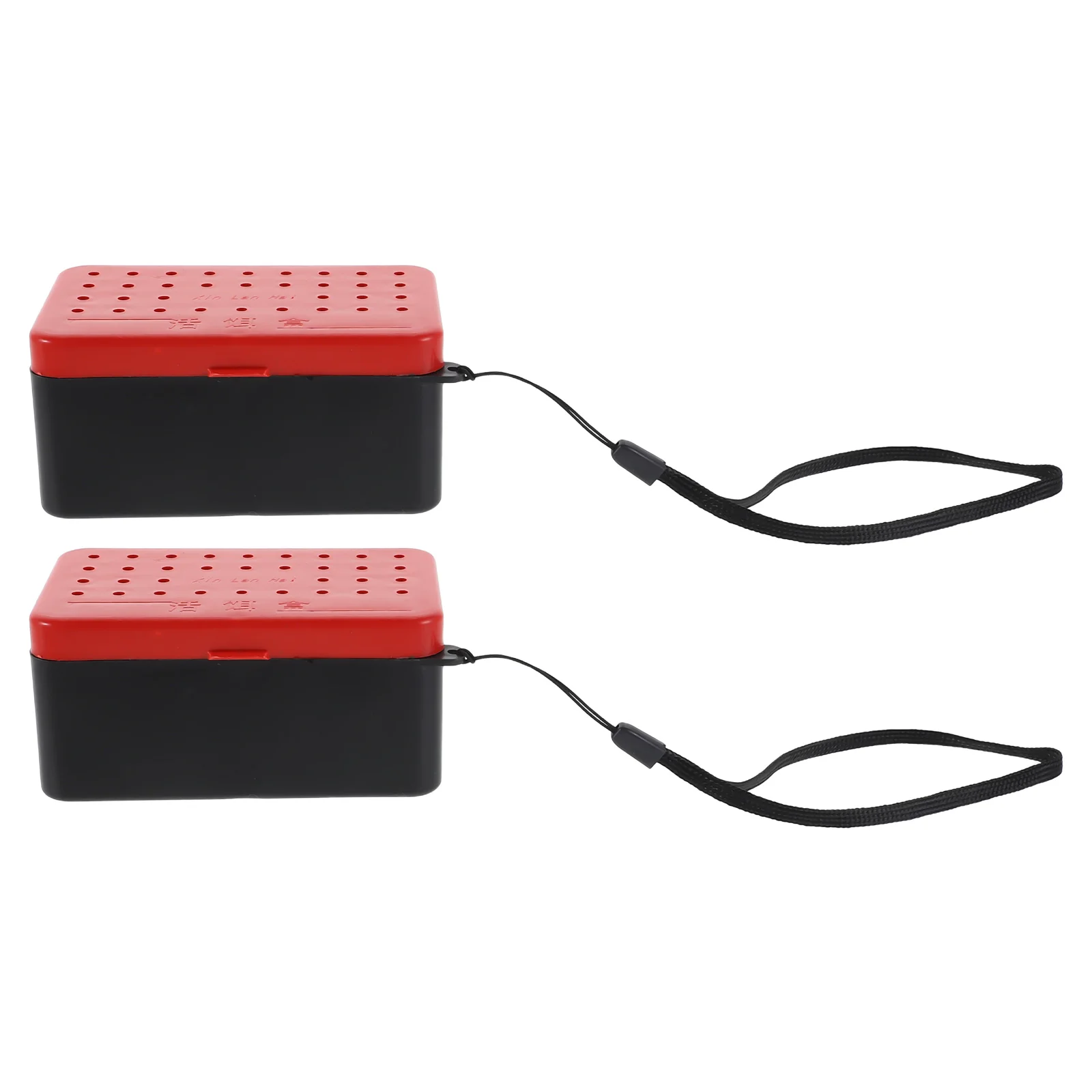 

2pcs Fishing Red Worm Box Double Layer Live Bait Container Portable Breathable Leakproof Plastic for Freshwater