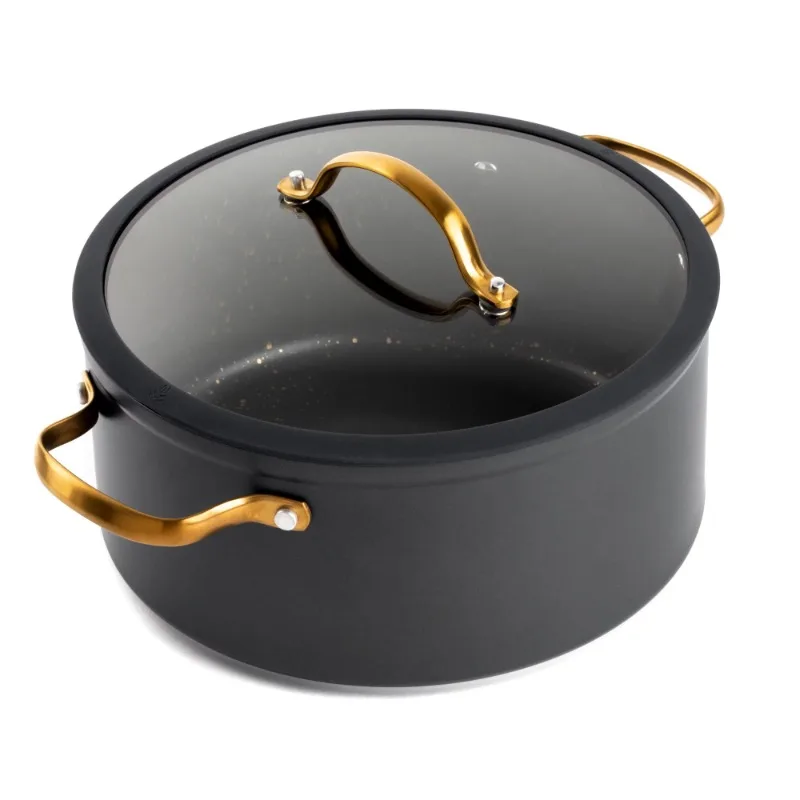 5-Quart Stock Pot / Stockpot / Pasta Pot / Soup Pot with Glass Lid,  Burnt also Nonstick, Lasting Non stick, Oven safe to700°F,