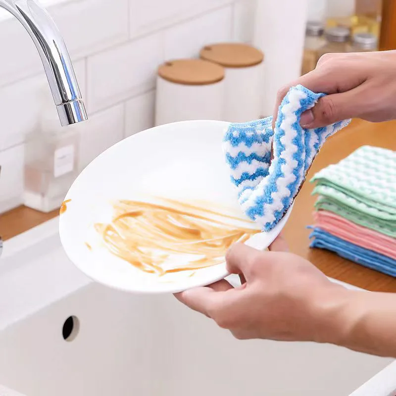 3/5/10pcs Absorbent Oil-proof Rags, Dish Cloths,Soft Absorbent Towels, Reusable, For Kitchen, Bathroom, Car, Window, Kitchen Sup